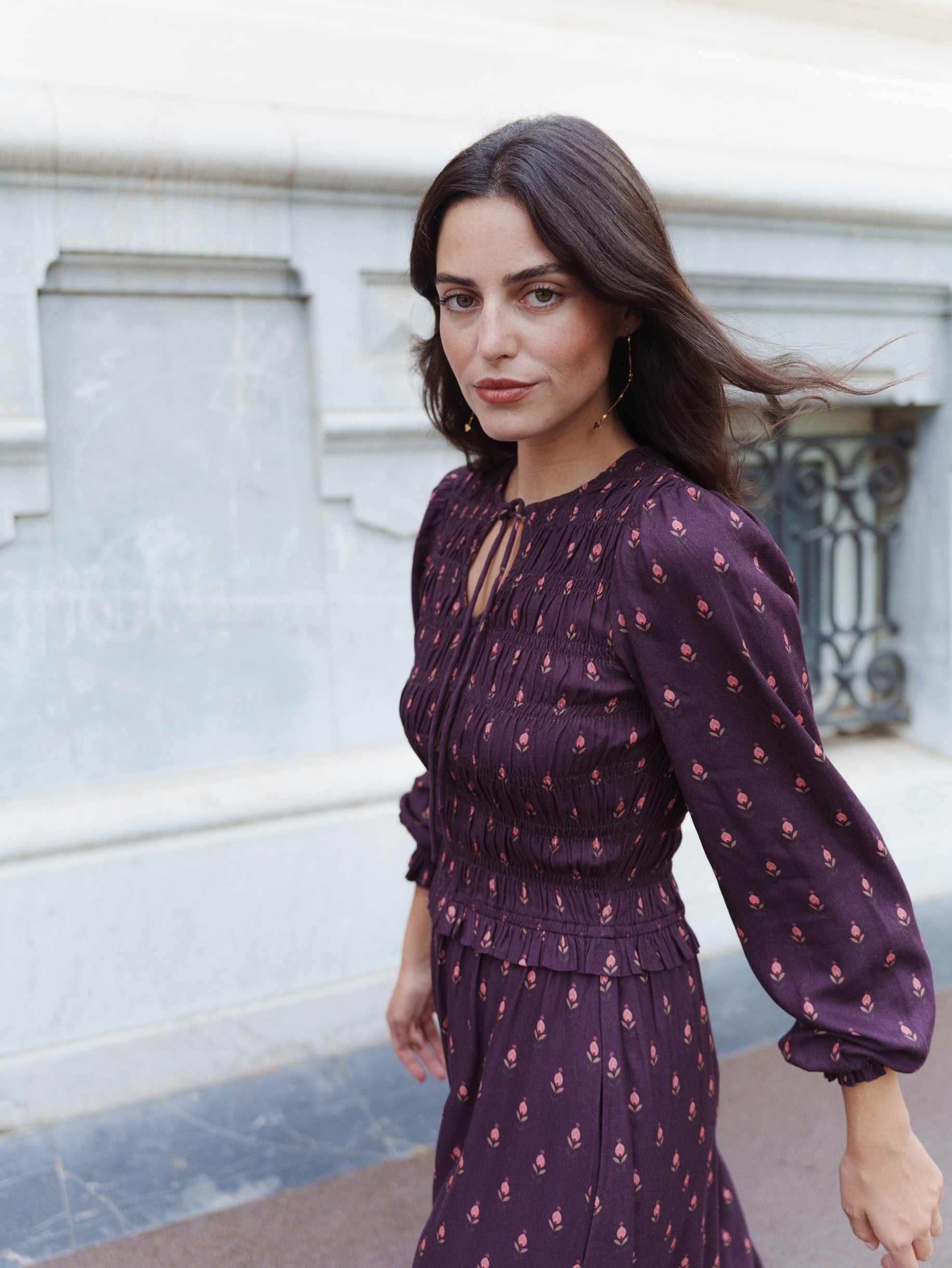 VESTIDO TULIPAN BERENJENA