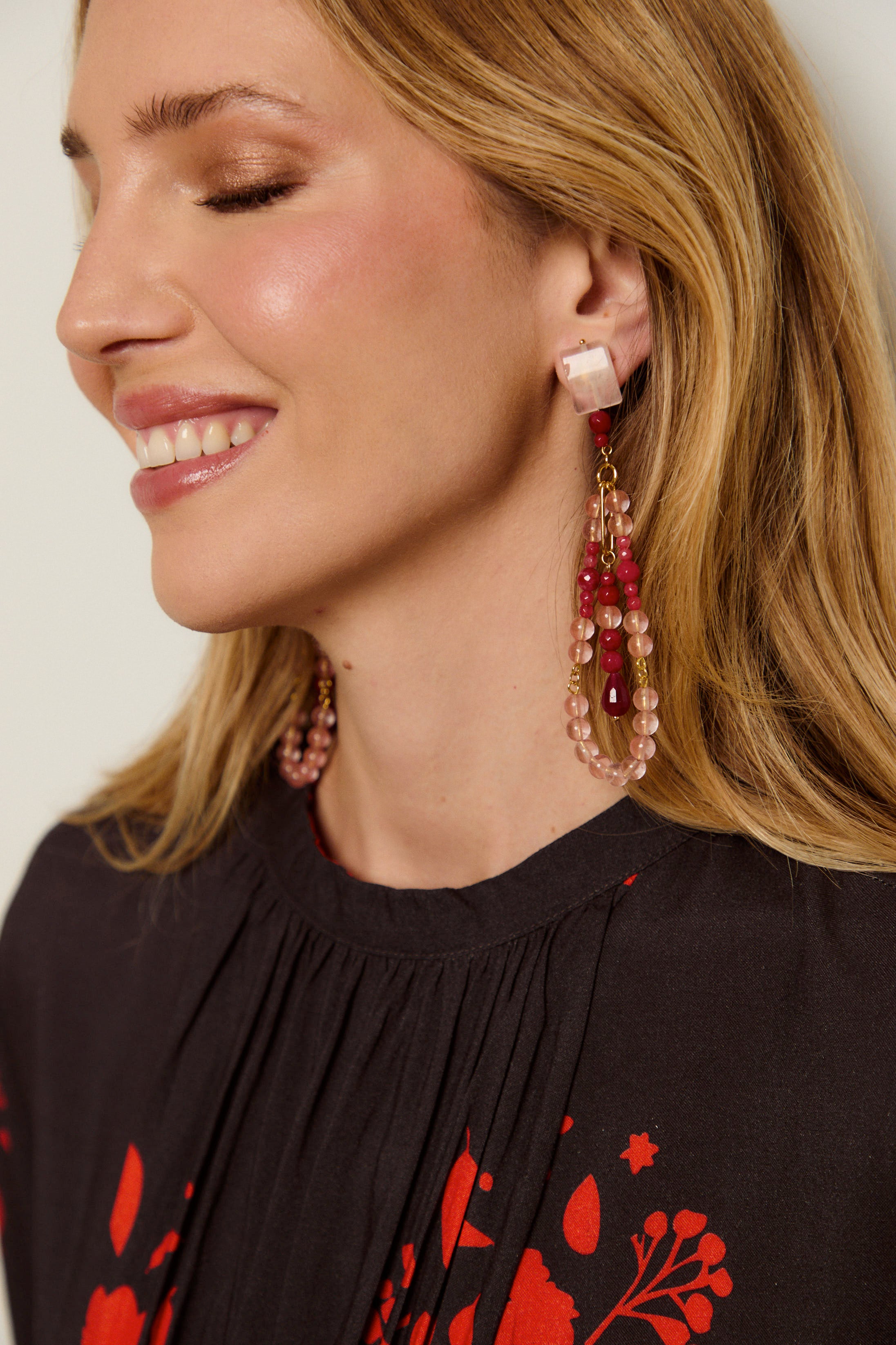 PENDIENTES ROMERIA CUARZO ROSA