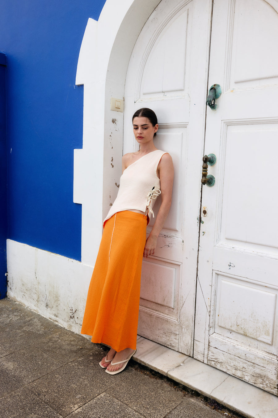 FALDA ALGODÓN NARANJA