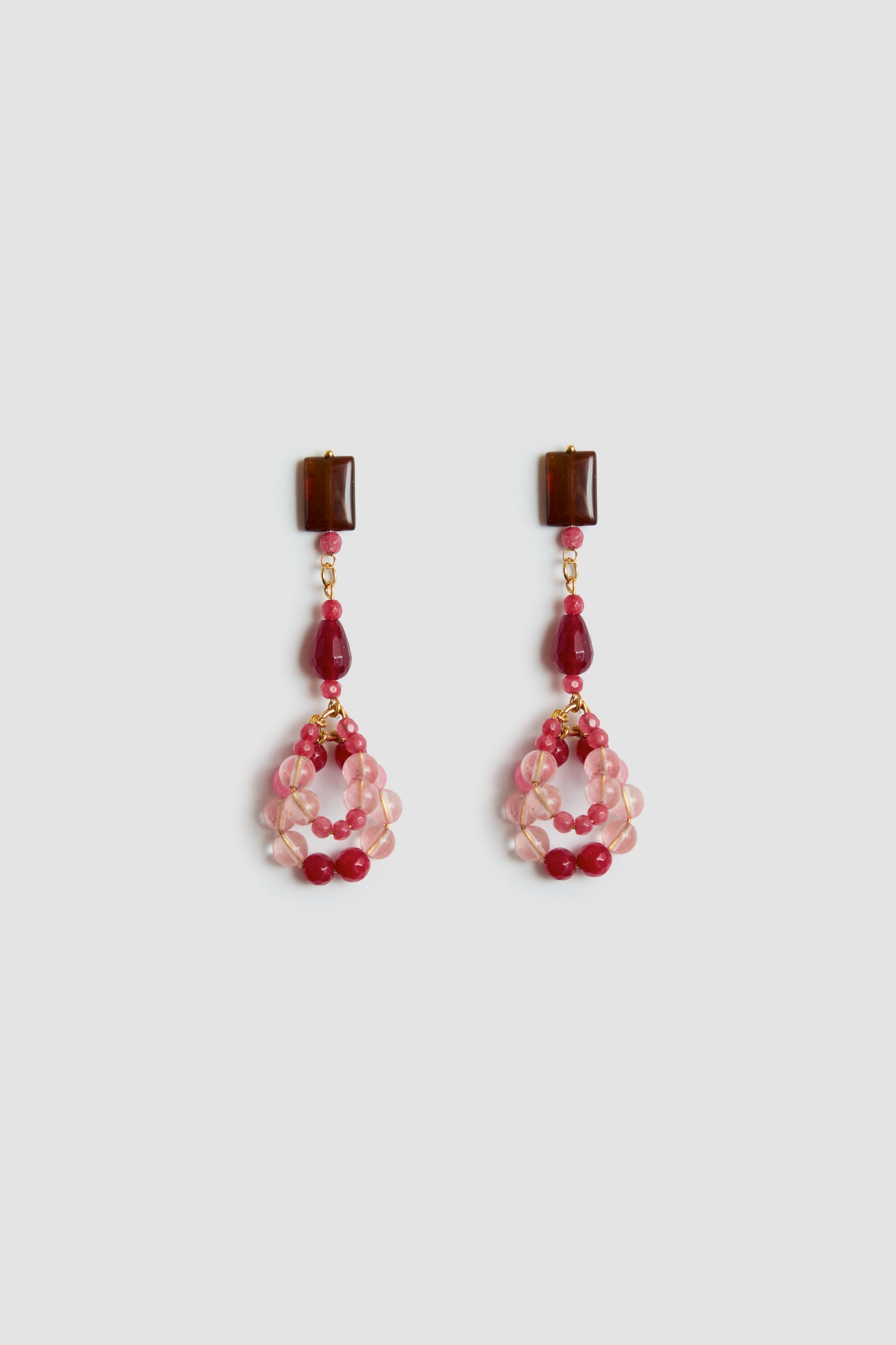 PENDIENTES BUCLE CUARZO ROSA