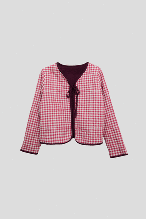 CHAQUETA REVERSIBLE VICHY & BERENJENA