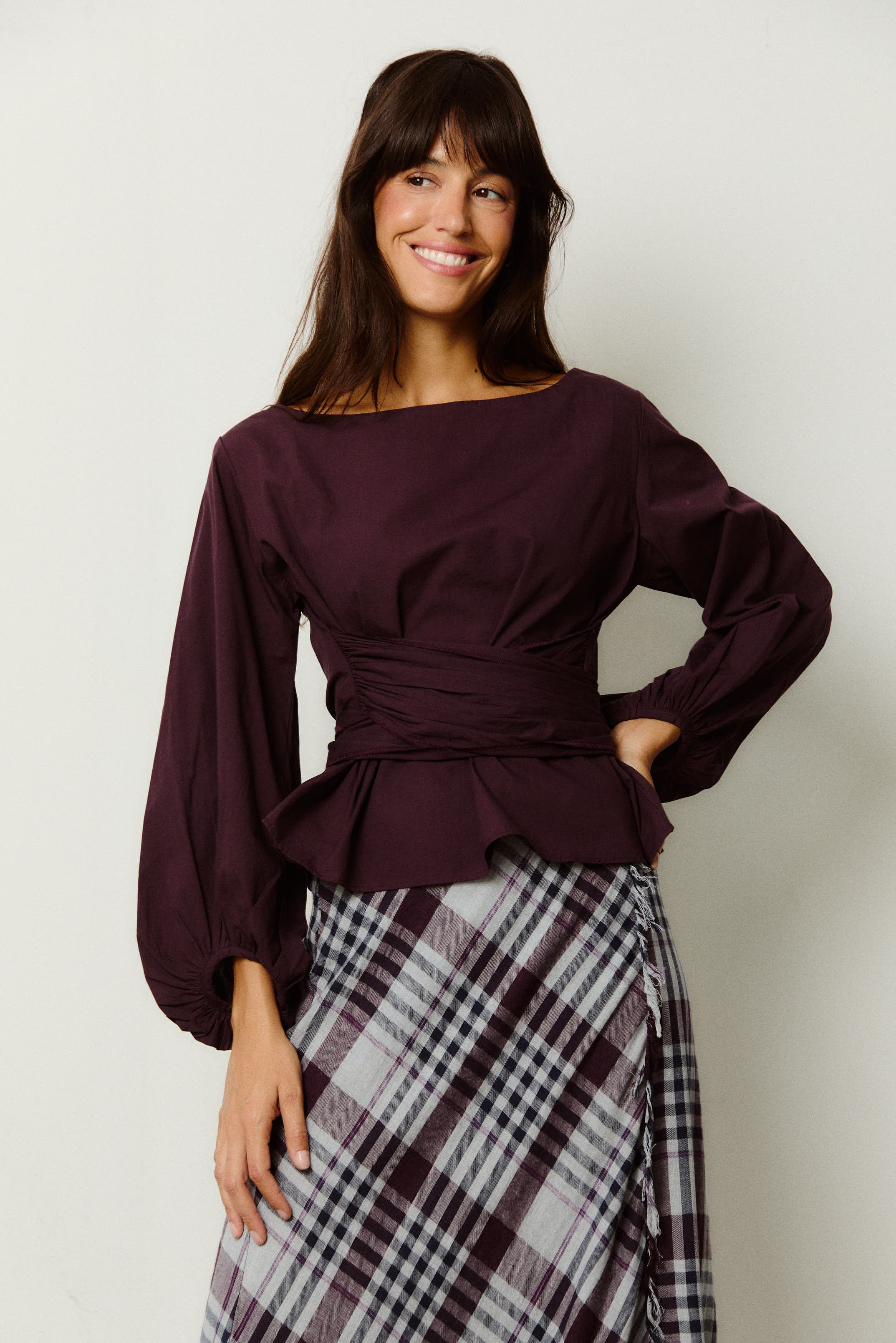 BLUSA LAZO BERENJENA