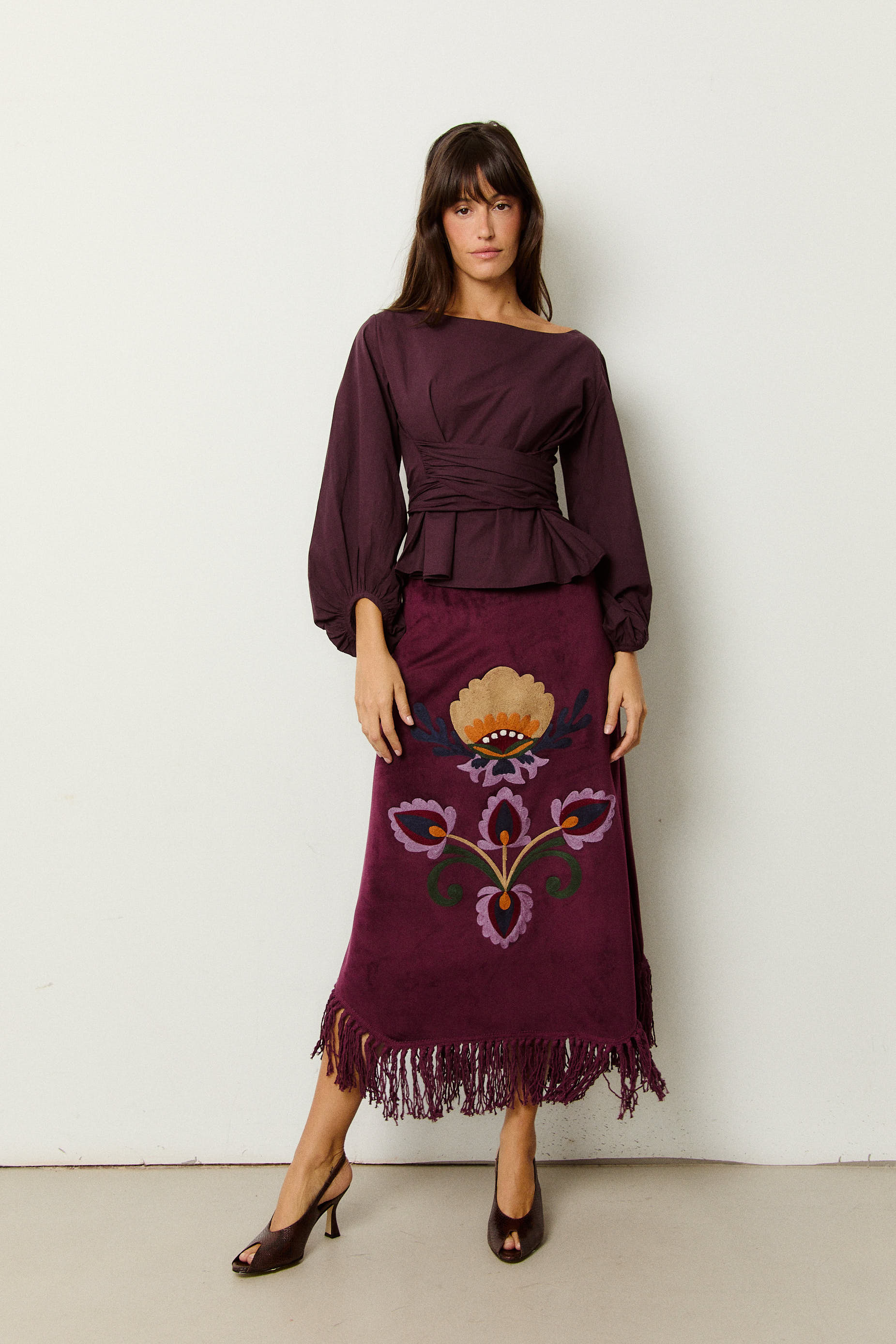 FALDA FOLK CIRUELA