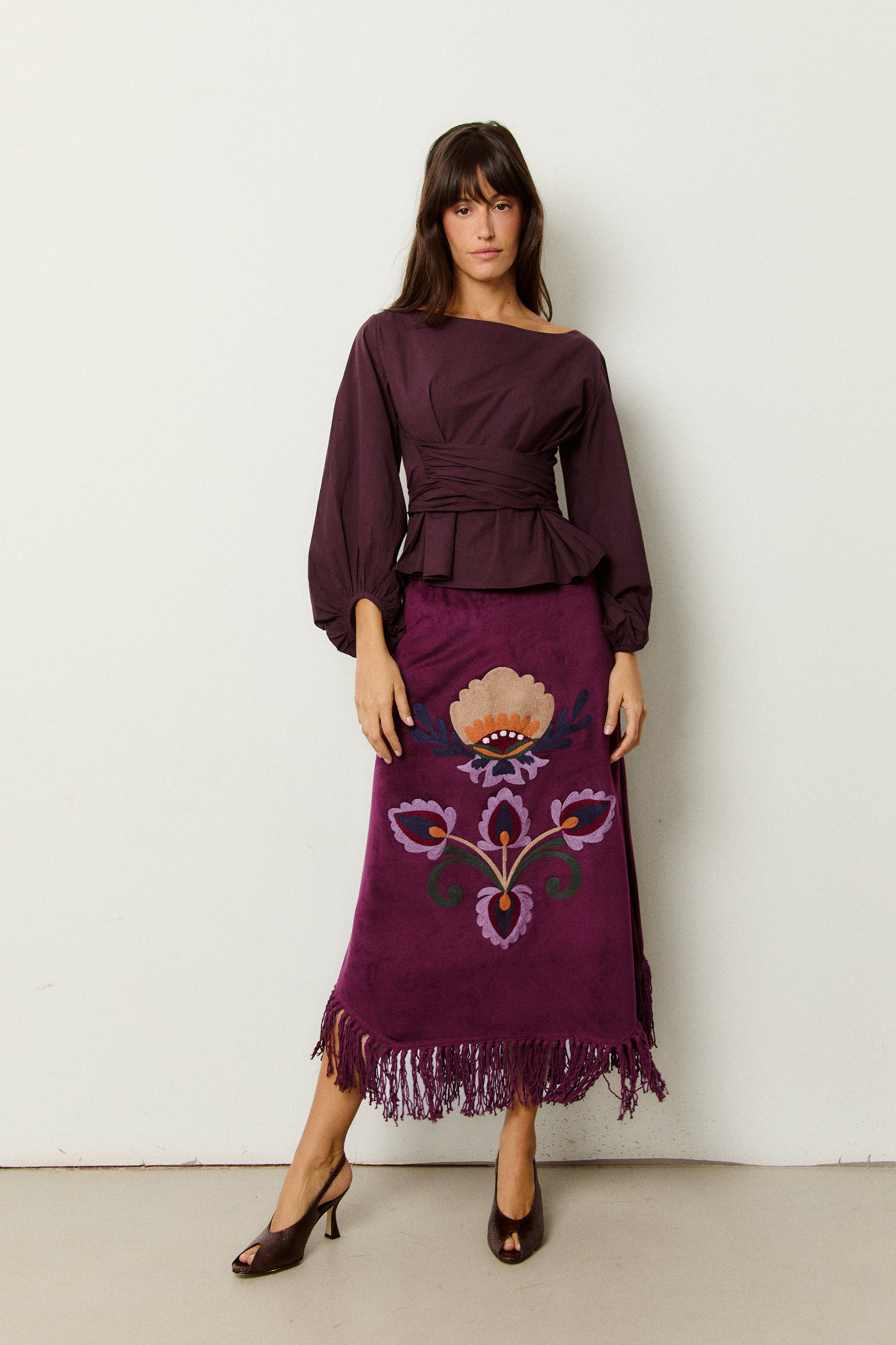 FALDA FOLK CIRUELA