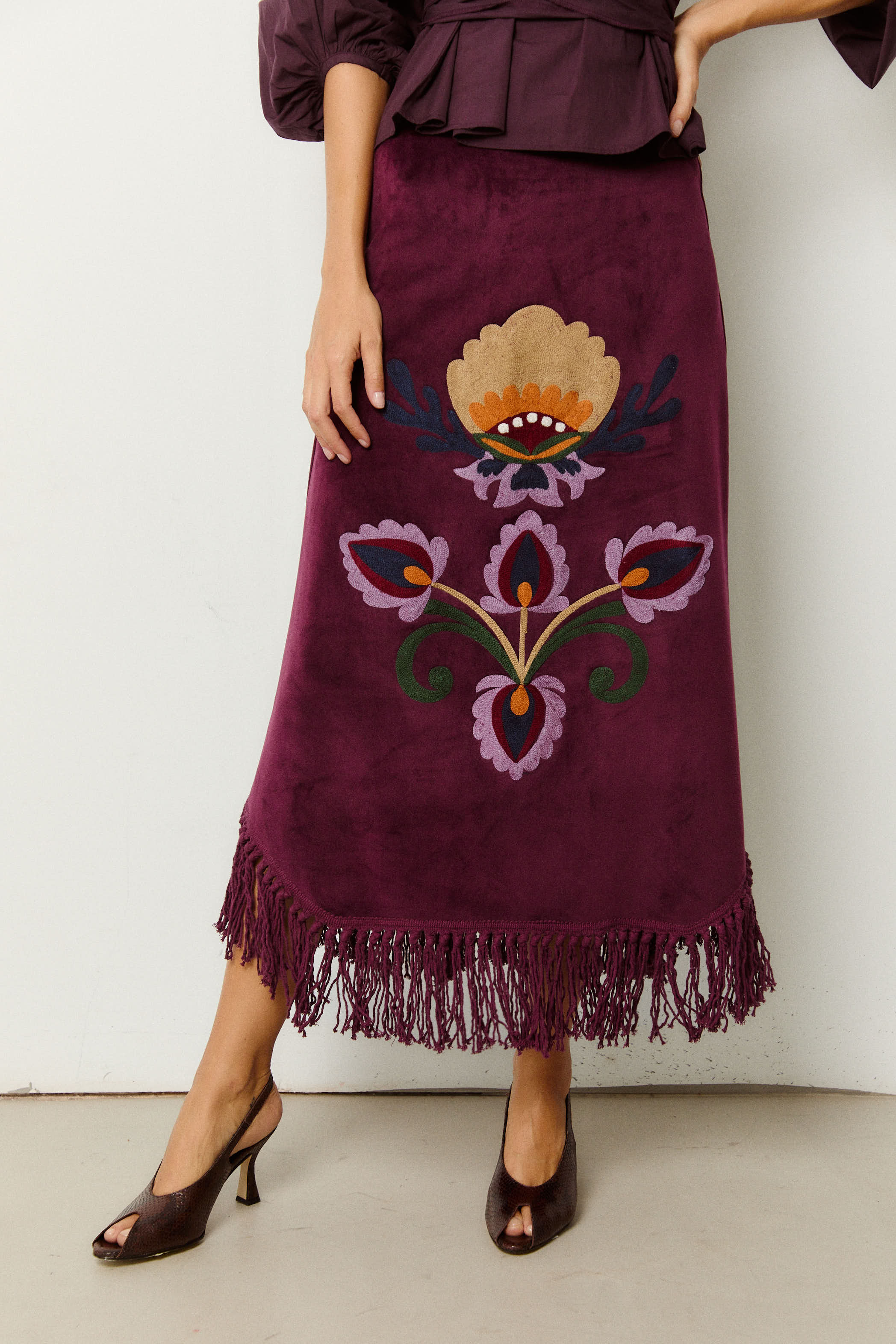 FALDA FOLK CIRUELA