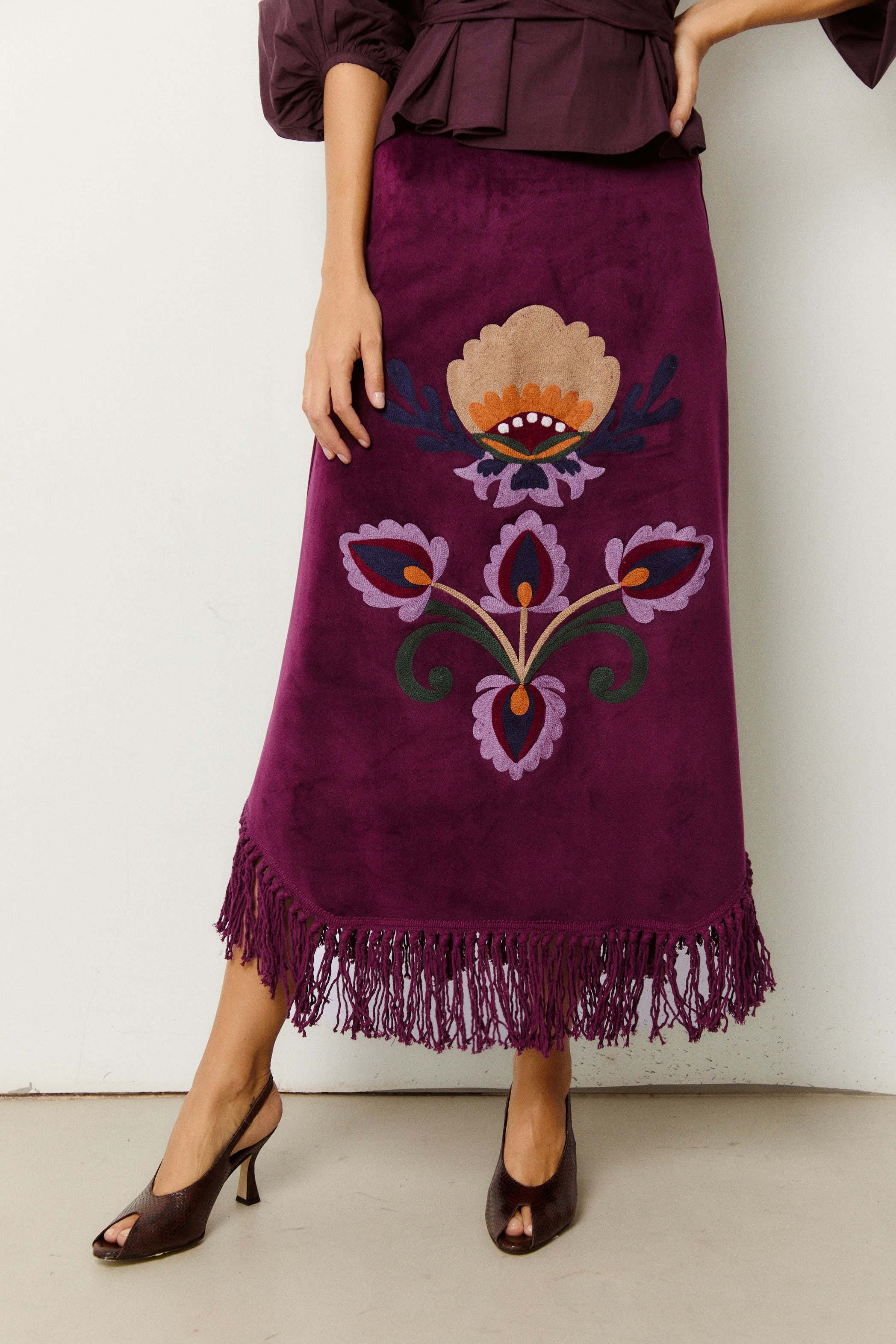 FALDA FOLK CIRUELA