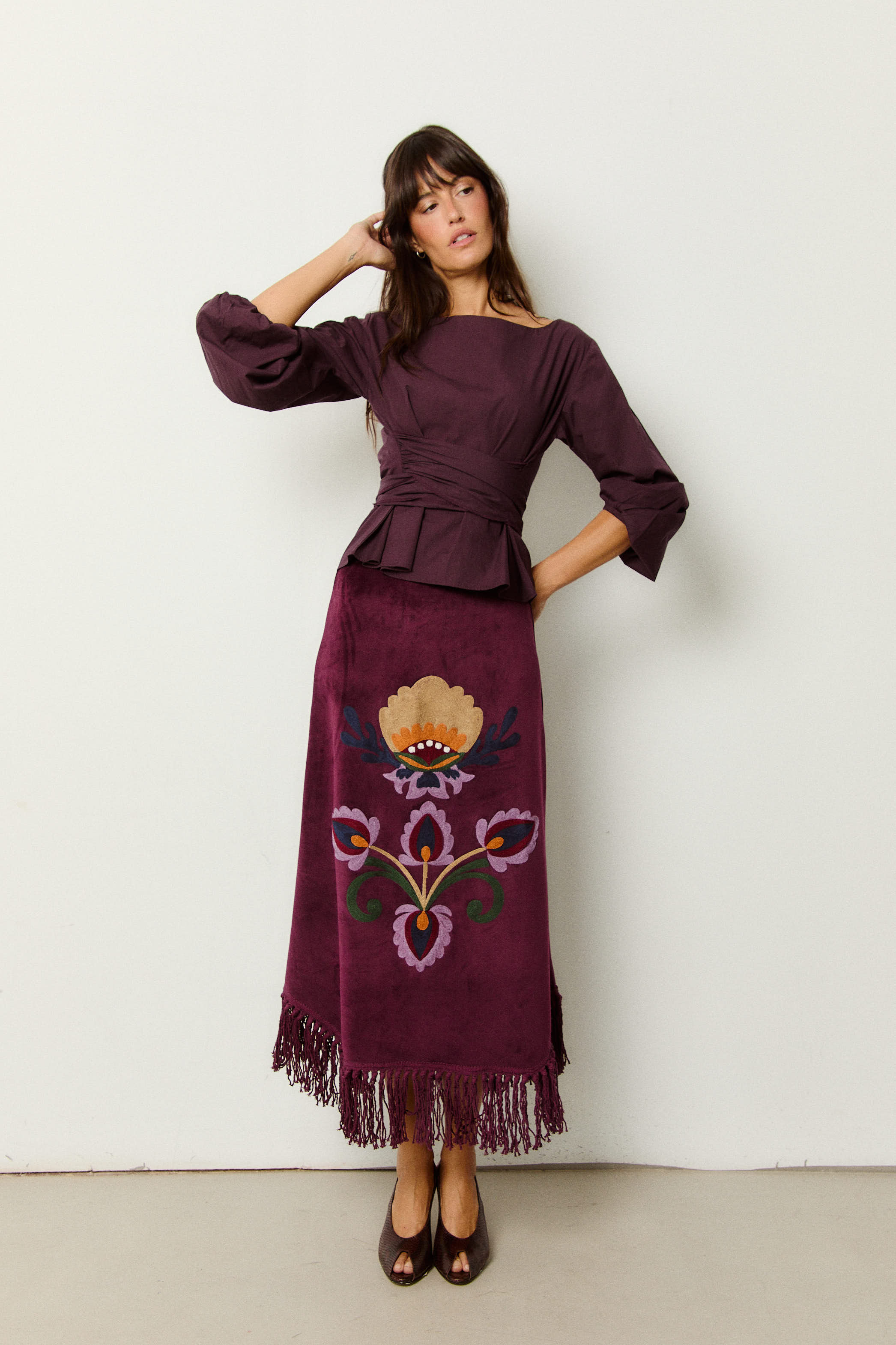 FALDA FOLK CIRUELA