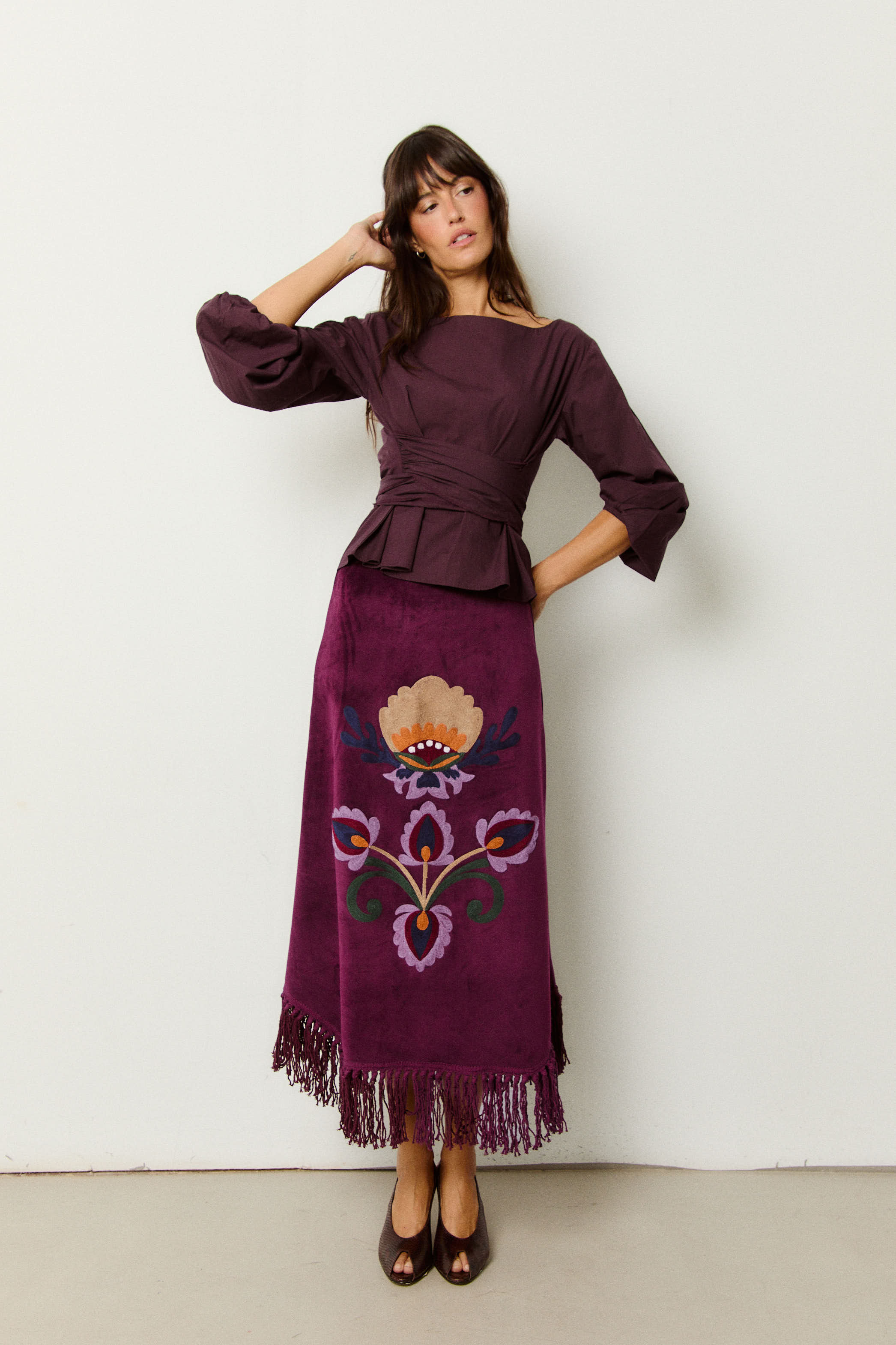 FALDA FOLK CIRUELA