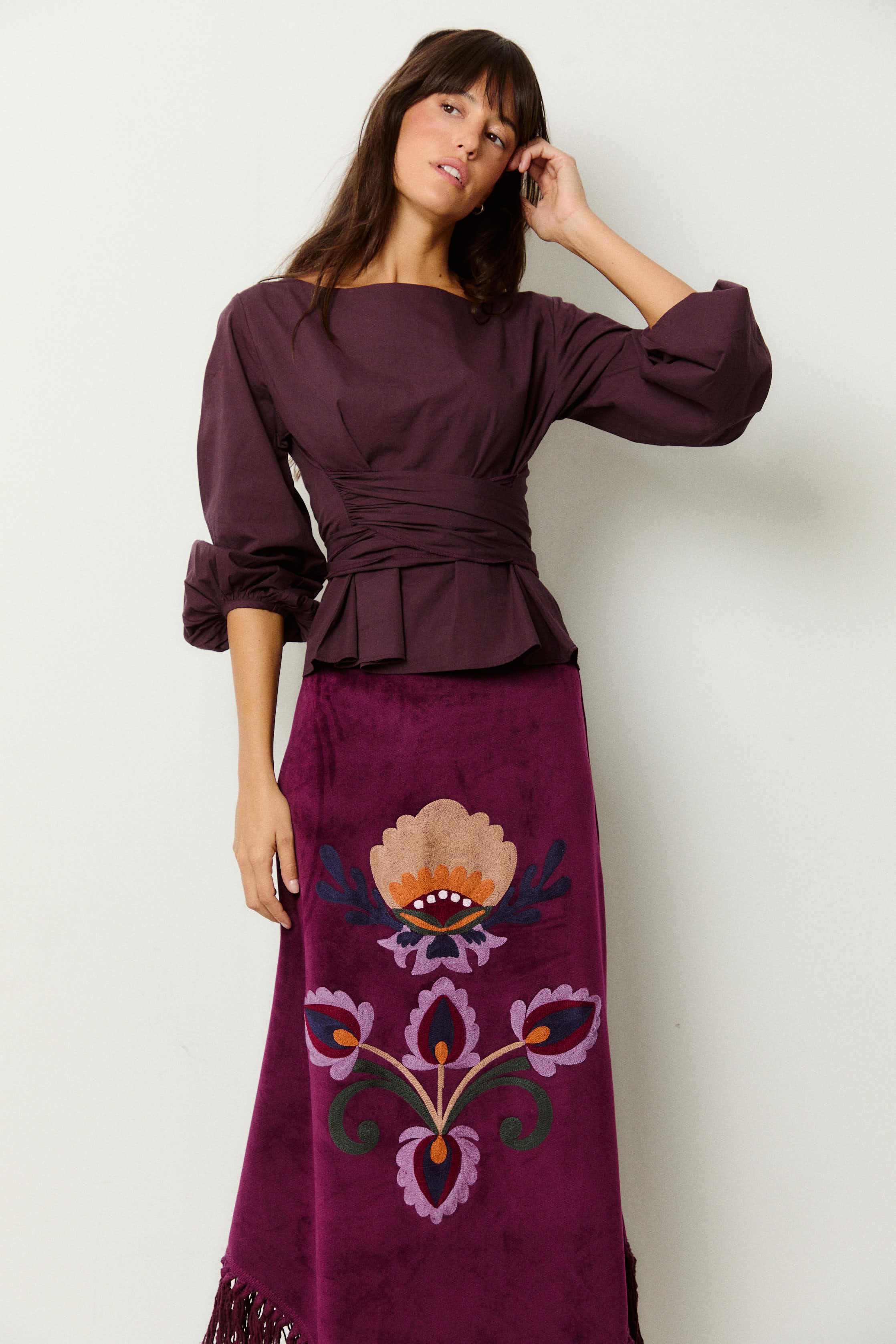 FALDA FOLK CIRUELA